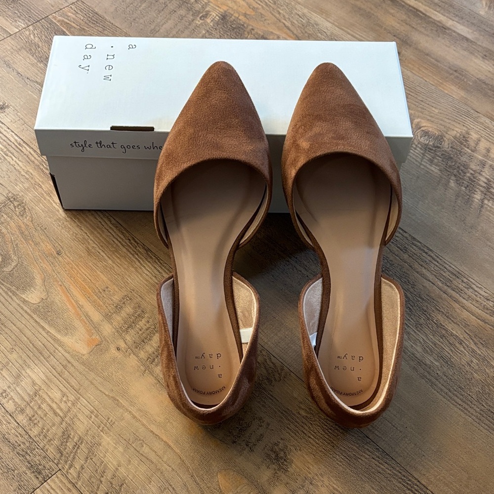 a new day Brown Pointed-Toe D'Orsay Flats